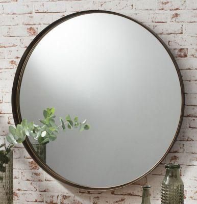 Round Deep Flat Metal Aluminum Alloy, Stainless Frame Bathroom Mirror for Home Decor