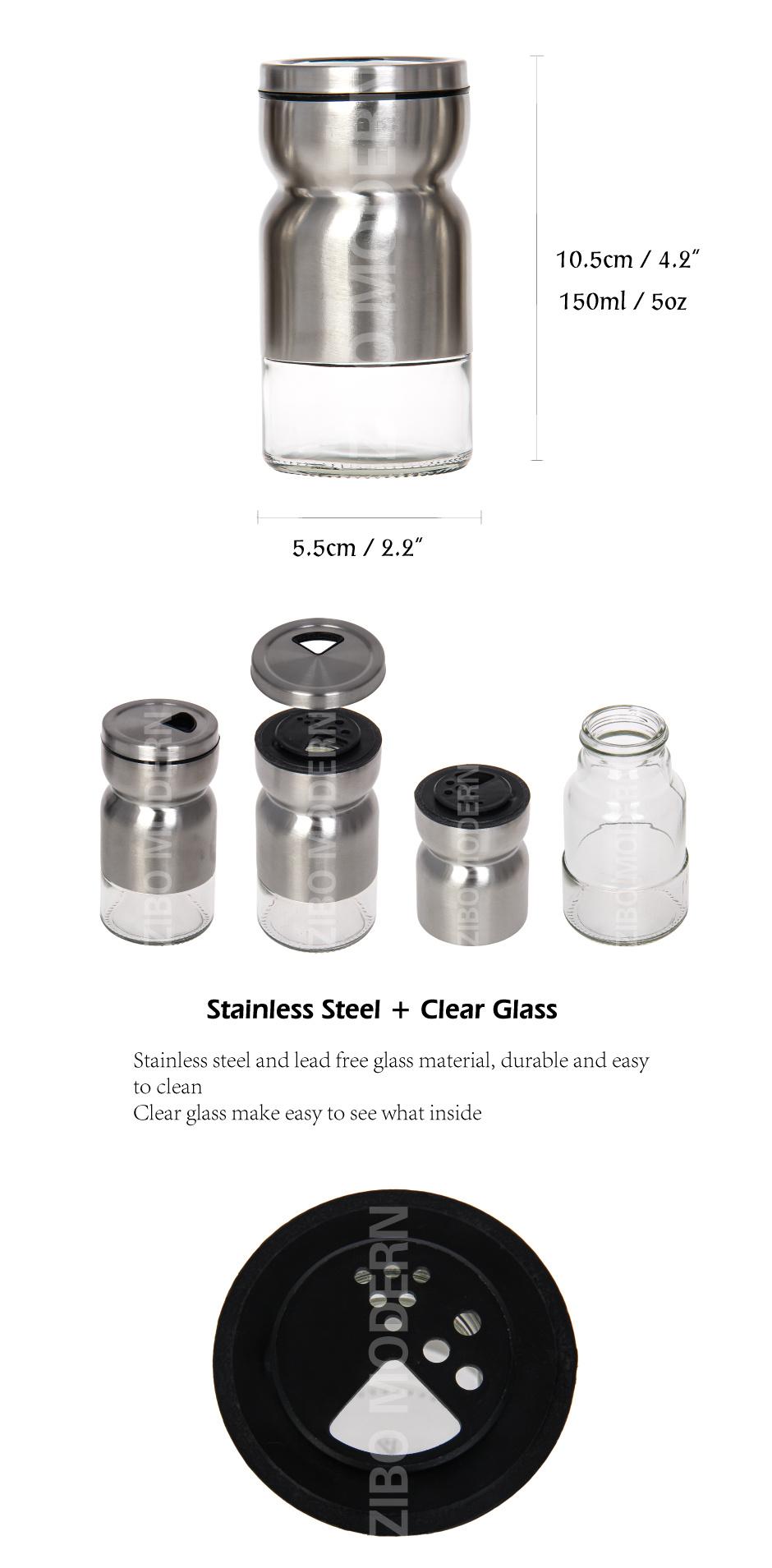 Stainless Steel + Glass 6-Jar Revolving Spice Storage / Jar Rack Organizer, Spinning Countertop Herb and Spice Rack Organizer