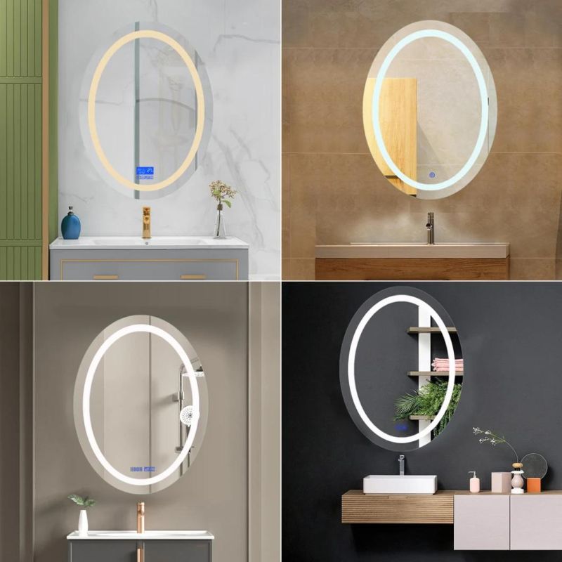 LED Smart Wall Mirror Time Display Bathroom Mirror Wholesale LED Bathroom Backlit Wall Glass Vanity Mirror Tube Strip