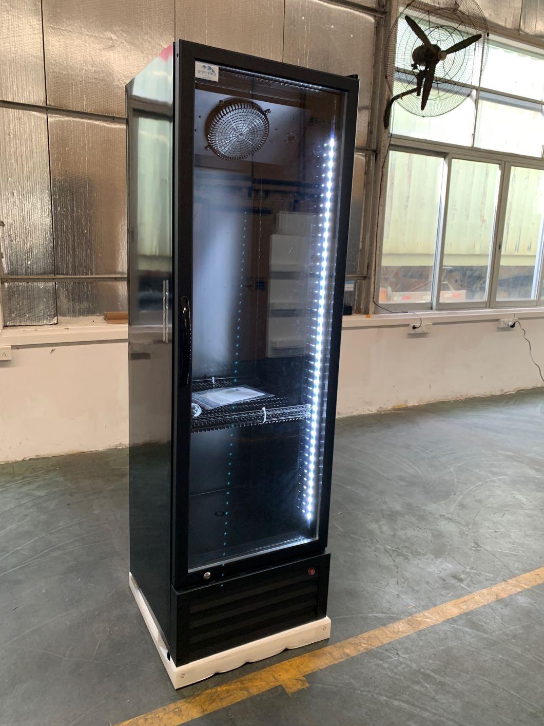 Malaysia Vietnam Phippines The Best OEM Black Color Glass Display Showcase Drink Beverage Single Door Cooler