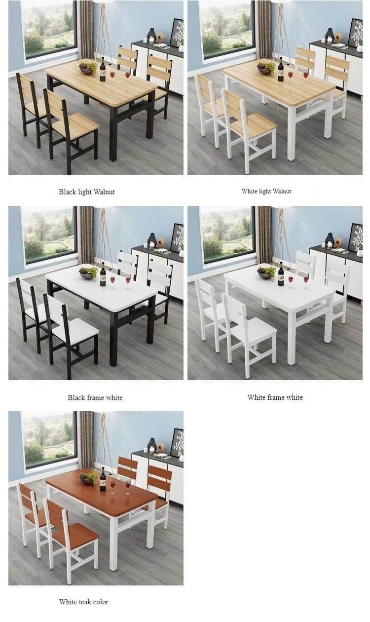 Modern Tempered Glass Top and Steel Frame Dining Table Set