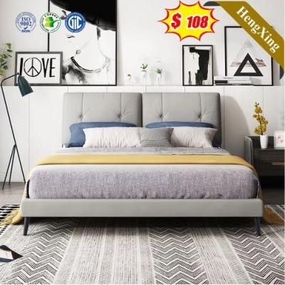 Chinese Factory Wholesale Bedroom Gray Color PU Leather Bedroom King Queen Size Beds