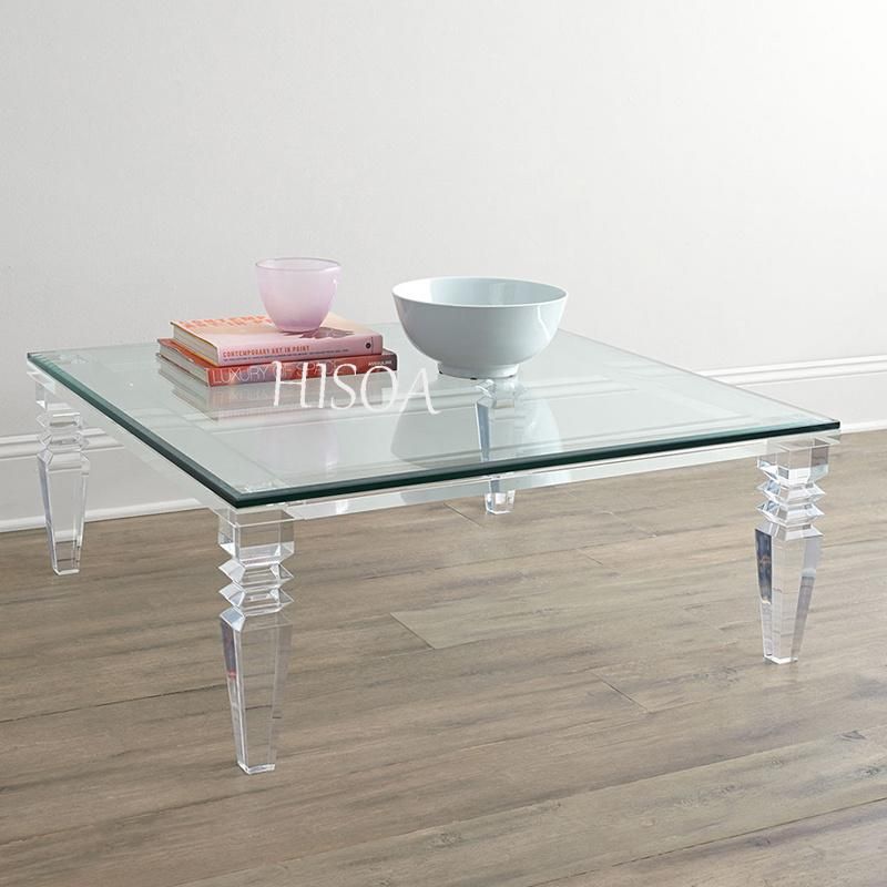 Acrylic Detachable Coffee Table Plexiglass Dining Table Hotel Crystal Glass Dining Car Acrylic Table