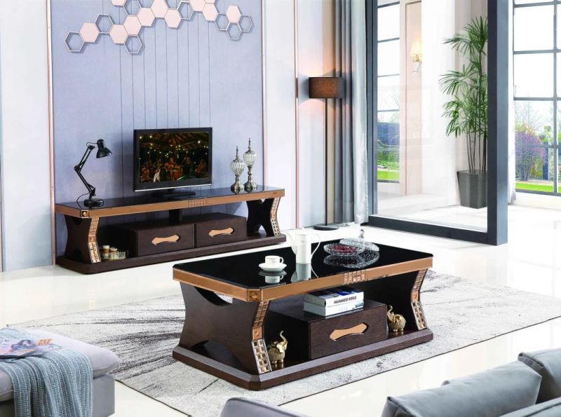 Modern European Style Home Furniture Direct Sell Custom Brown Coffee Table Luxury TV Stand with 4 Legs