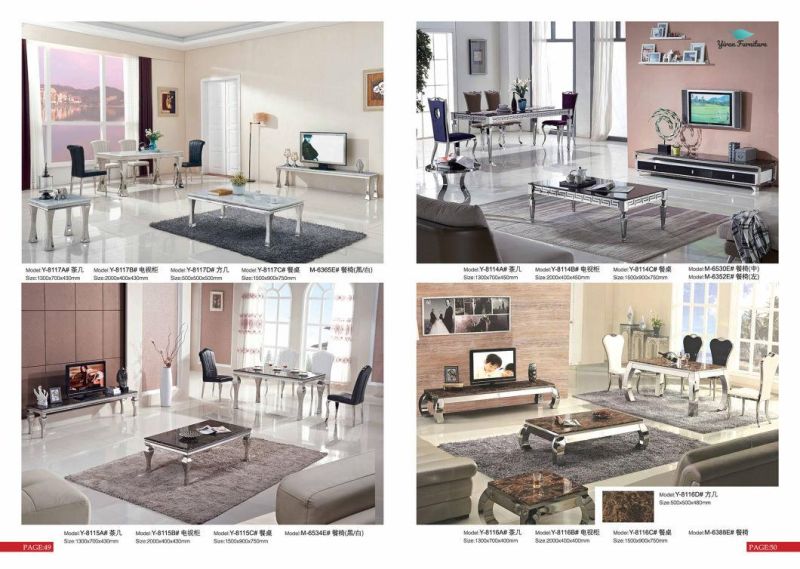 Manufacturer Wholesale Modern Mirror Stainless Steel Tempered Glass Coffee Table