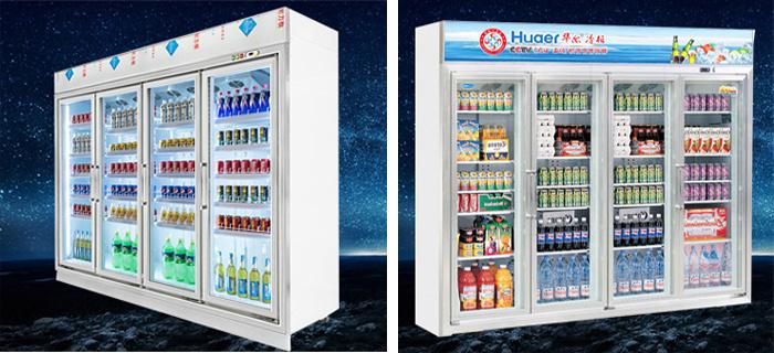 Luxury Beverage Refrigerator Showcase with 4 Doors Used Glass Door Display Chiller for Sale