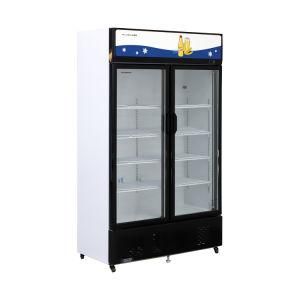 23cuft Low Price Glass Door Display Refrigerator Top Mounted Double Doors Cold Drink Showcase