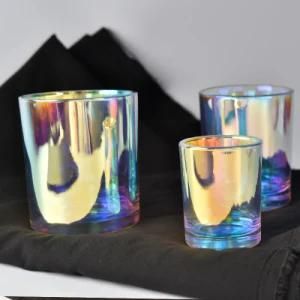 Holographic Effects Glass Candle Holder for Home Decoration