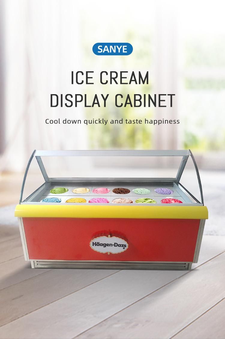 Commercial Deep Batch Ice Cream Counter Freezer Display Showcase