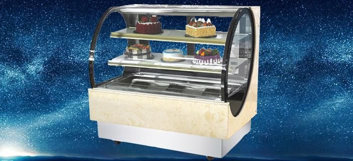 Commercial Wholesale Stainless Steel Table Top Curve Glass Cake Display Showcase for Cake