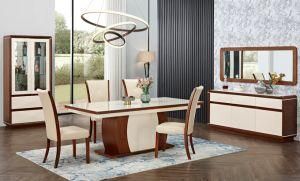 MDF Dining Room Glass Dining Table Set and Chair Tempered Glass Desk Modern Home Furniture