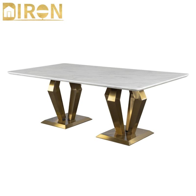 Hotel Furniture Living Room Luxury Design 304 Stainless Steel Base Center Coffee Table with Glass/Marble Top