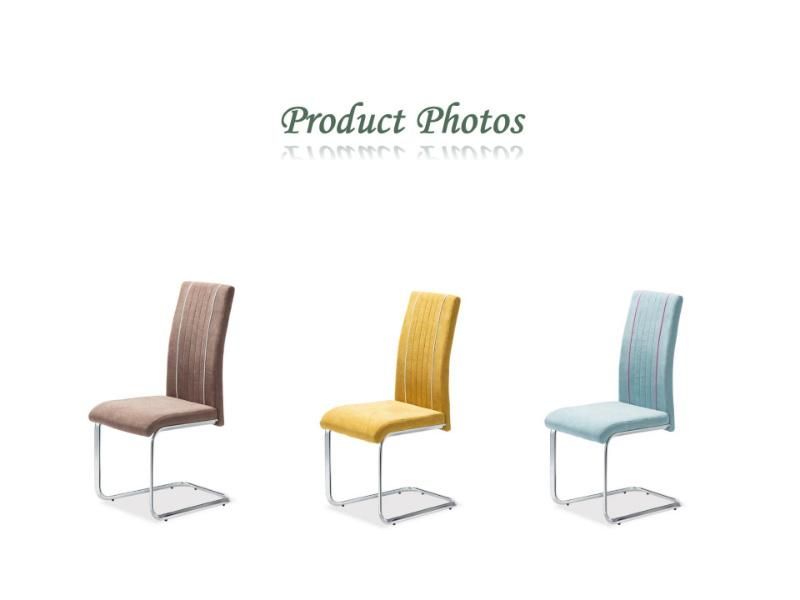 Wholesales Modern Restaurant Hotel Furniture Luxury Fabric High Back Chromeplate Dining Chair