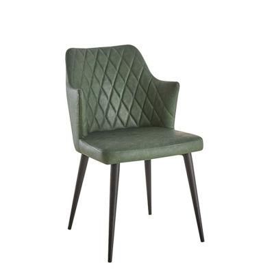 Home Banquet Living Room Furniture Green PU Leather Dining Chair with Metal Leg