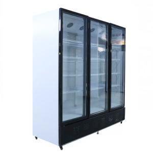 56cuft Upright Energy Drink Display Fridge Supermarket Equipment Transparent Three Glass Door Refrigerator Showcase