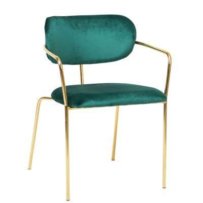Wholesale Bedroom Living Room Furniture Cheap Fabric Golden Metal Leisure Chair with Armrest