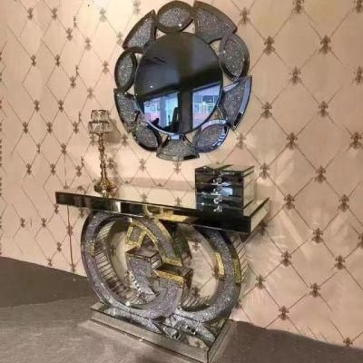 Environmental Protection Durable Crushed Diamond Furniture Mirror Console Table