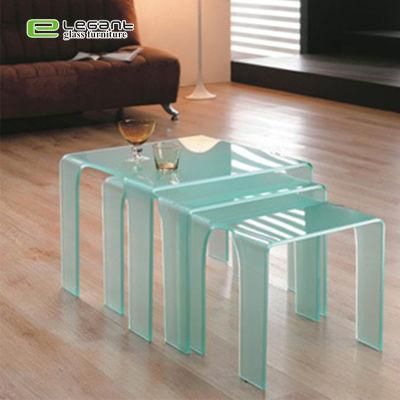 Sandblasting Glass Nesting Table Furniture