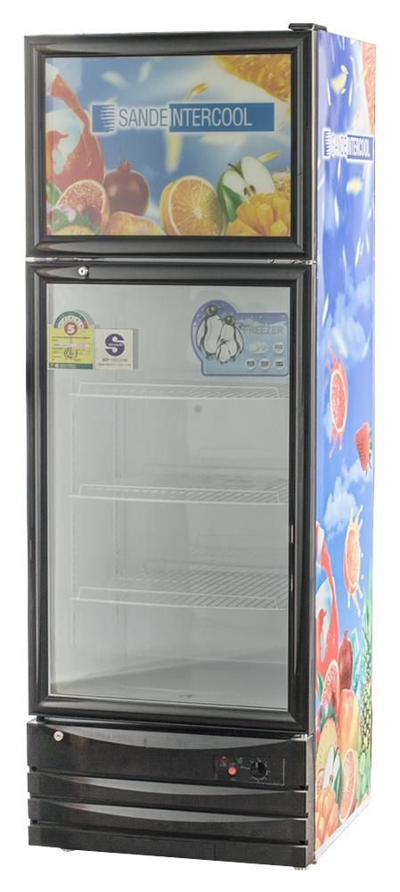 Vertical Commercial Continuous Display Showcase Glass Door Ice Cream Cake Freezer