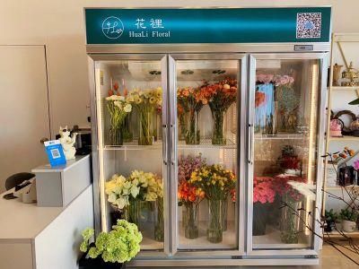 8~15 Degree Commercial Glass Door Flower Showcase Refrigerator