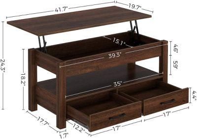 Modern Wood Coffee Table for Living Room with 2 Drawers
