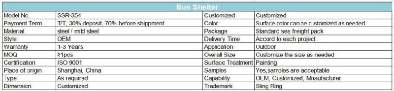 Hot Sale Bus Stop Shelters Covered Glass Shelters