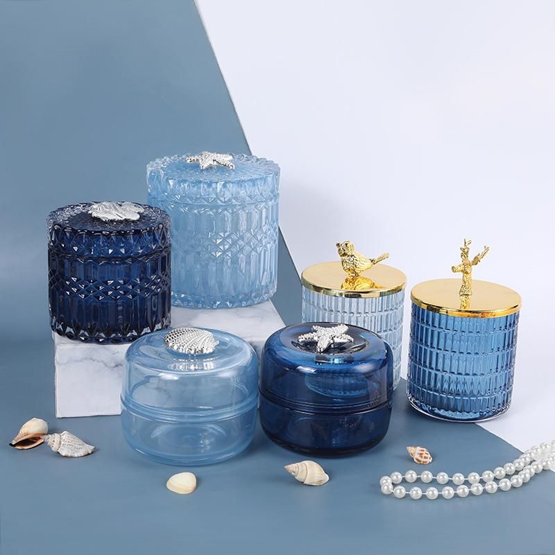 Nordic Relief Ocean Breeze Jewelry Jar Table Top Containing Glass Candy Jar Aromatherapy Candle Jar Home Decor Candlestick