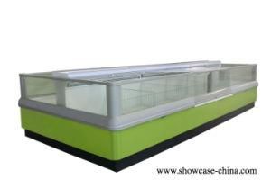 Supermarket Air Cooled Mist Free Horizontal Island Freezer Showcase