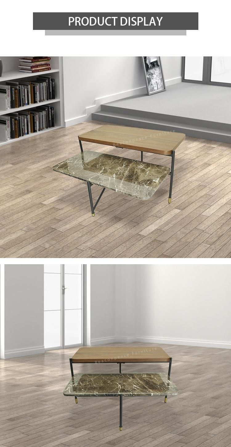 Luxury Rectangular Marble Wooden Coffee Table Top