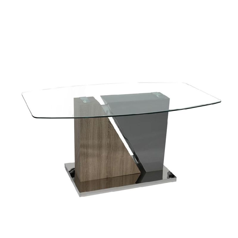 Wholesale Industrial Concrete Design High Temperature Resistant Easy Assemble Stable Square Glass High Gloss Dining Table for SA