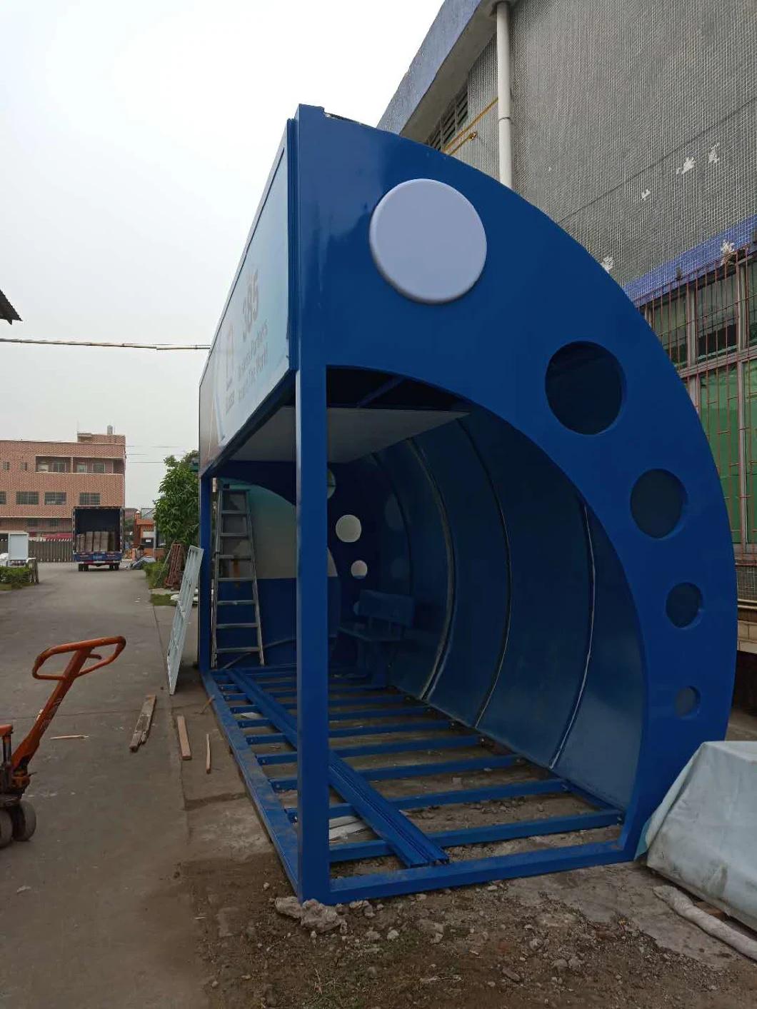 Indoor Air Conditioning Metal Bus Stop Shelter with Glass Door Bus Shelter