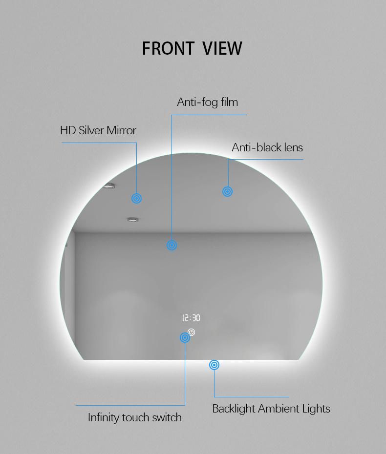 High Quality Waterproof Fogless LED Bathroom Cosmetic Luminous Demisting Advanced Design Glowing Mirror