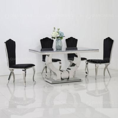 Classic Design 8 FT Large 4 Chairs Marble Dining Table