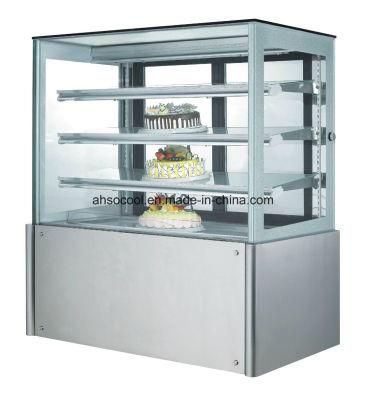 Stainless Steel or Marble Cake Display Showcase Cooler with Anti-Fog Sqare Glass