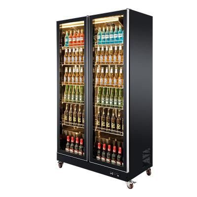 Double Doors Refrigerated Beverage Display Cabinets Glass Door Chiller