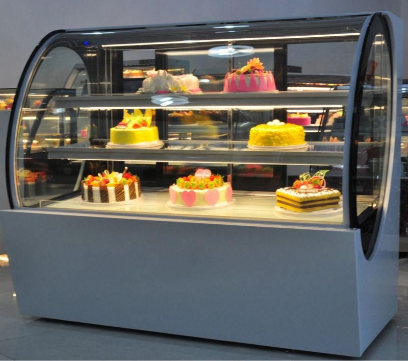 Bakery Refrigerated Marble Curved Glass Cake Showcase Cooler