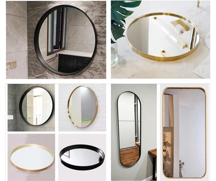 Black Golden Metal Frame Framed Round Bathroom Vanity Wall Mirror