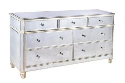 HS Glass Room Furniture Compact Silver Glass Small Mirrored Sideboard