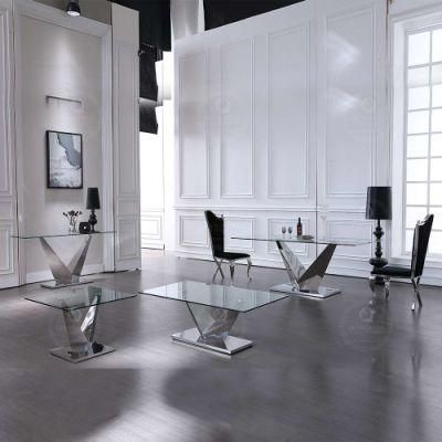 Clear Glass Dinner Set Dining Room Table with 6 Chairs
