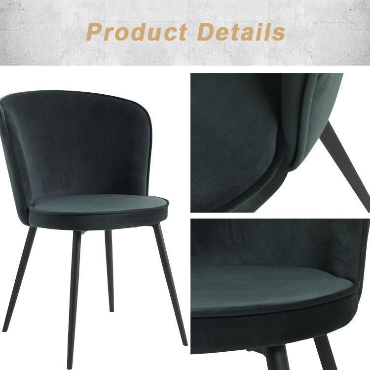 Home Furniture Dining Room Furniture Modern Velvet Fabric Dining Chairs Metal Legs Popular Dining Chairs.
