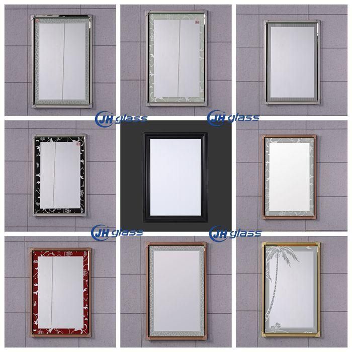 Hotel Decorative Wall Mounted 4mm Silver Mirror Framed Bathroom Mirror