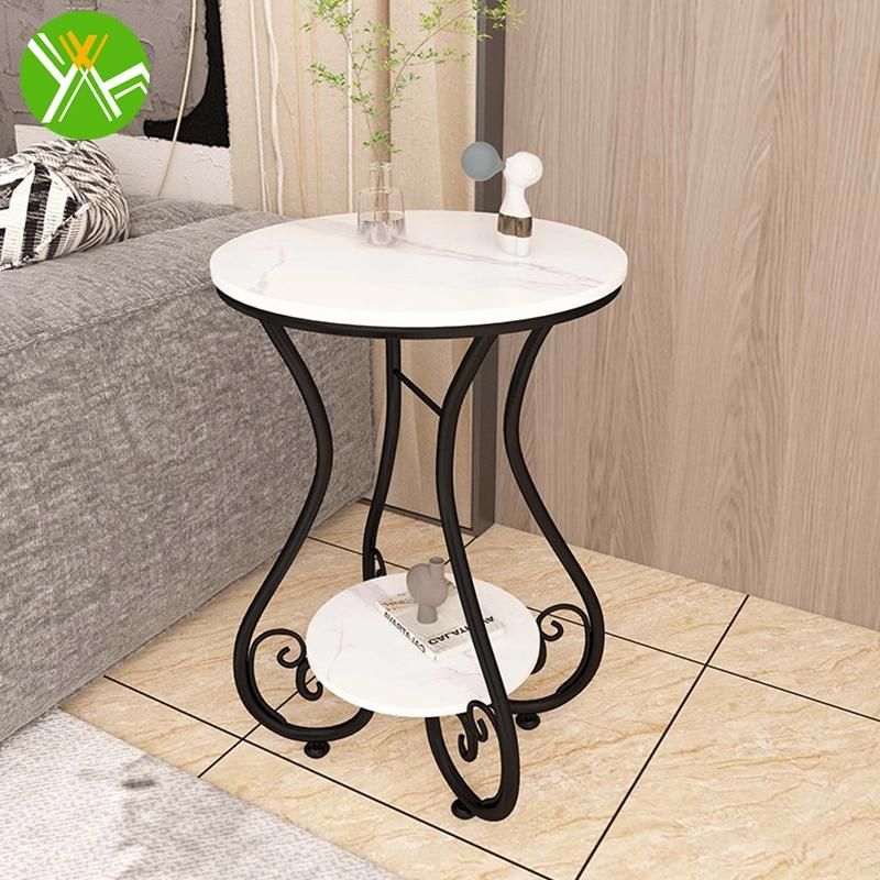 Yuhai Wholesale Simple Modern Marble Metal Leg Nightstand Side Table for Living Room Furniture