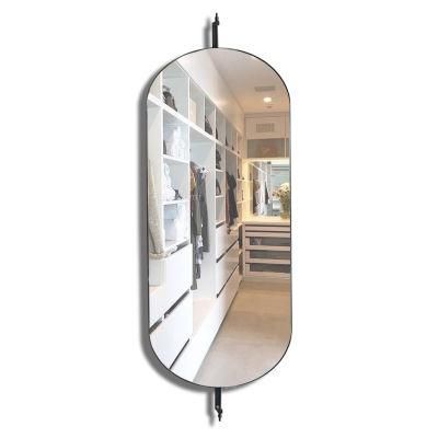 Dressing Leaner Runway Shaped Black Frame Long Mirror on Wall