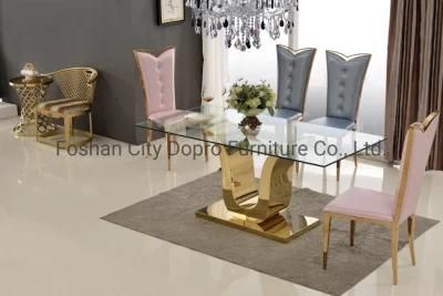 Classical U Shape Glass Top Dining Table