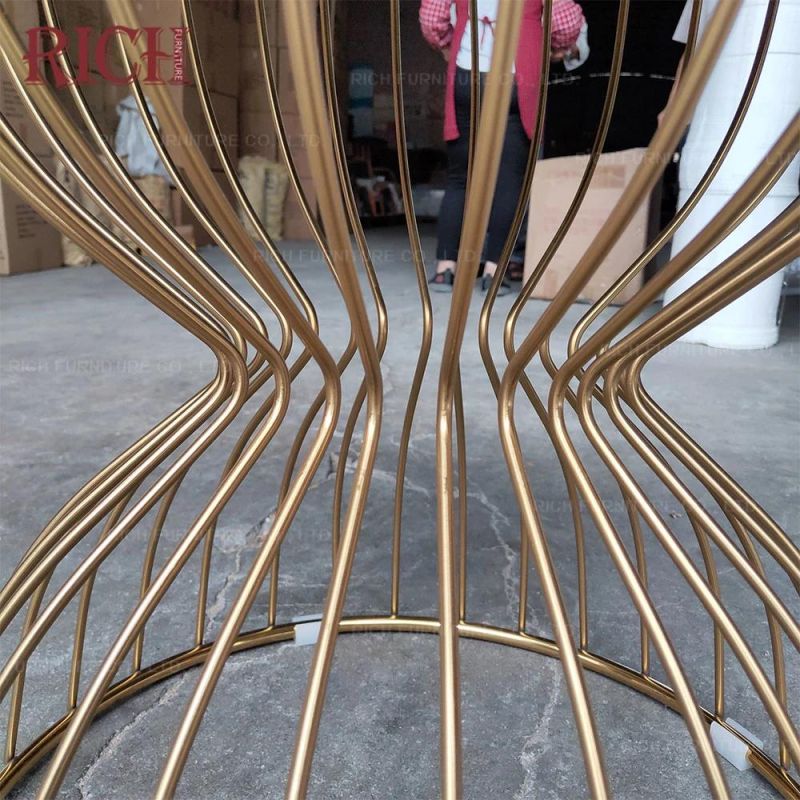 Golden Stainless Steel Wire Base Coffee Table for Living Room