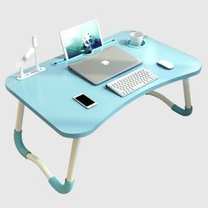 Foldable Laptop Desk Stand Wooden Lazy Bed Table Folding Desk with USB for Home Office Furniture