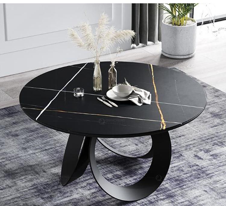 Latest Designs Brown Round Marble Top Dining Table in China