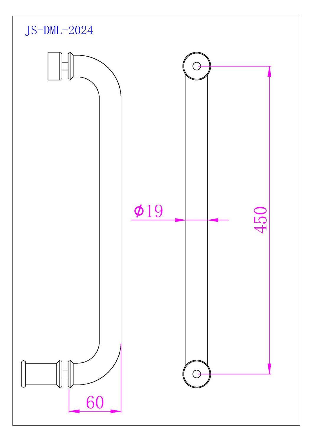 Elbow Tube Brushed Stainless Steel Door Handle for Glass Door