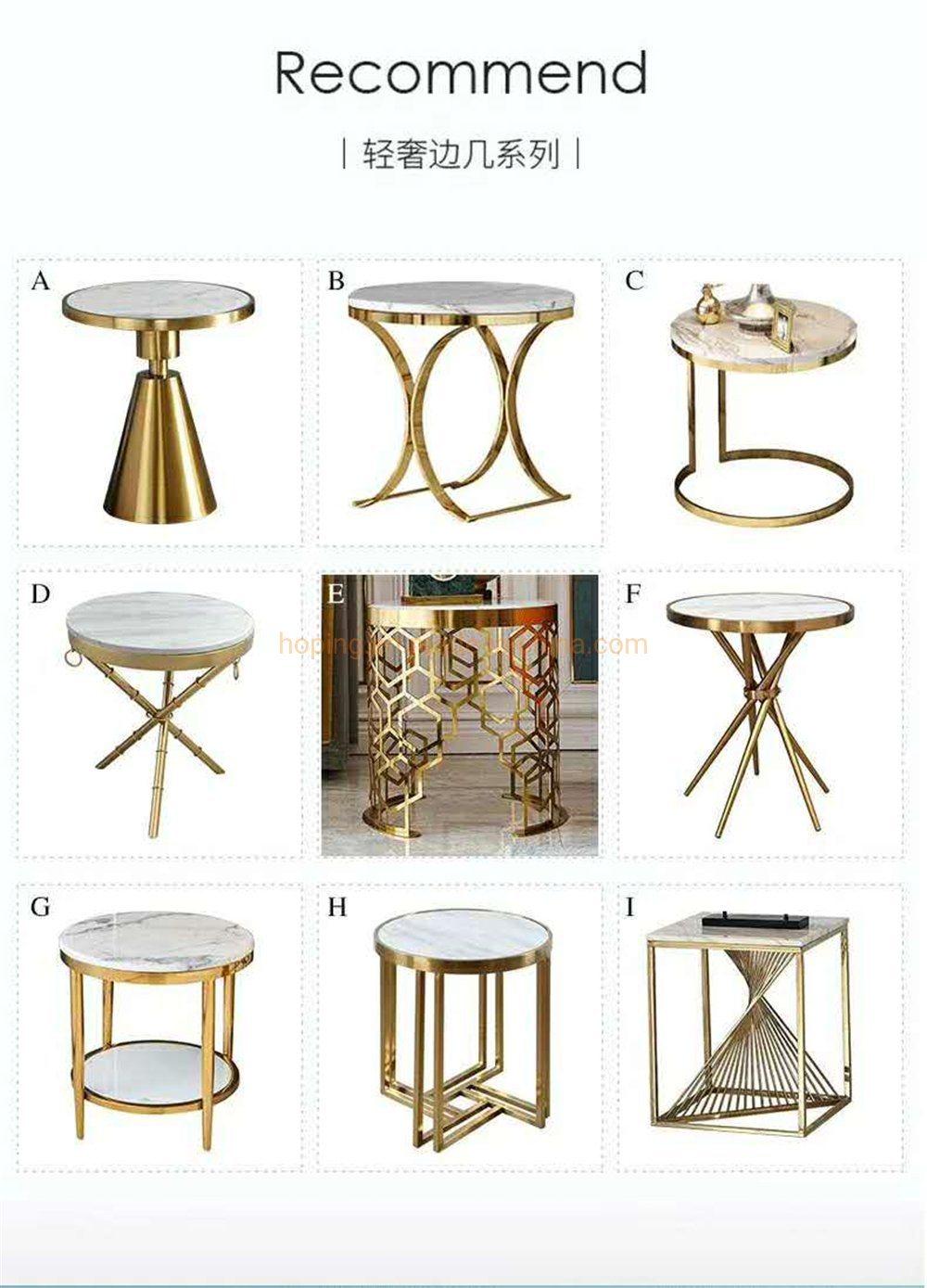 Modern Hotel Banquet Table Popular Cheap Price Gold Mirror White Marble Top Coffee Center Table
