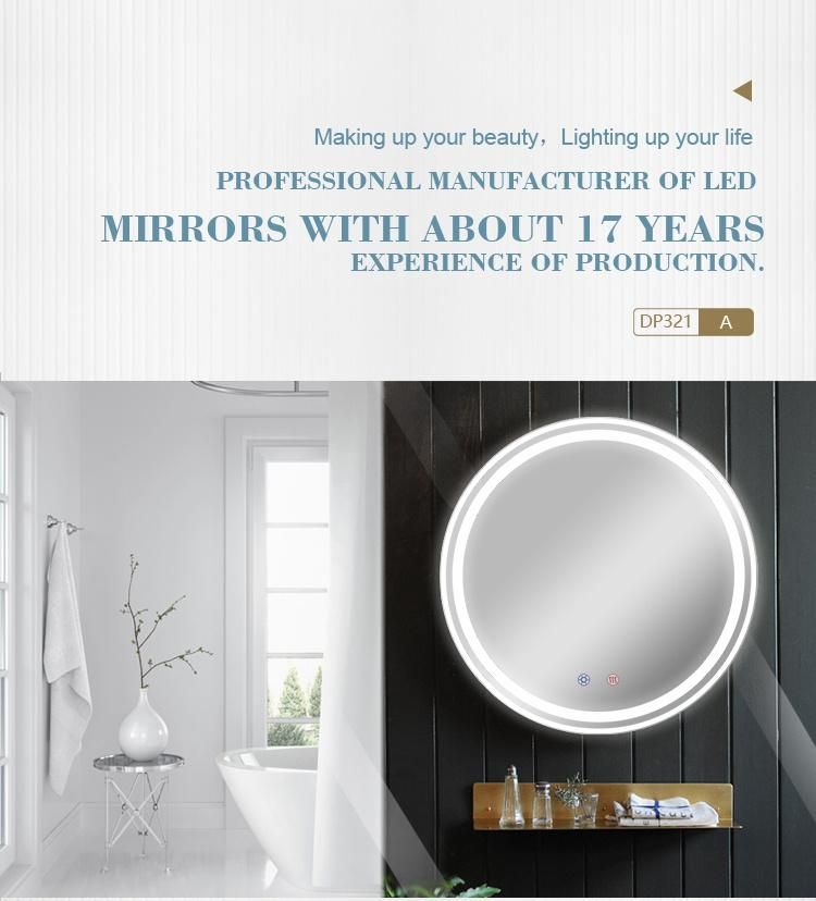 Round Frameless Backlit Bathroom Vanity Mirror with Dimmable Color
